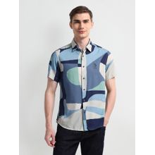 U.S. Polo Assn. Denim Co. Abstract Printed Multi Color Short Sleeves Spread Collar Shirt