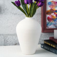 Folkstorys Amphora White Ceramic Vase