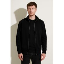 Parcel Yard Men Full Sleeve Full Zipper Collar Black Sweatshirt