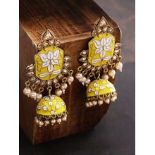 Priyaasi Gold-Plated & Yellow Handcrafted Dome Shaped Jhumkas