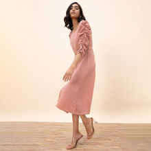 Twenty Dresses By Nykaa Fashion Ruche Me In Midi Dress - Pink