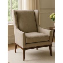 JABRIX Minimalist Beige Thick Padded Velvet Sofa Lounge Chair with Cushion