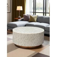 JABRIX Bone Inlay Round Coffee Table -Geo