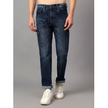 Cantabil Men Blue Solid Cargo Jeans