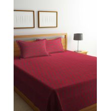 FABINALIV Red Geometric Handwoven Bedcover with 2 Pillow Covers (King)