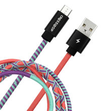 Crossloop Tangle Free Micro USB Fast Charging Cable - Purple & Sea Green