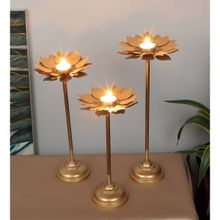 Amaya Decors Small Six Flower Leaves Detachable Tealight Holder Set of 3