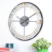Amaya Decors Black & Gold Roman Number Wall Clock