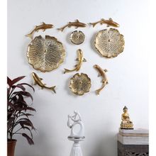 Amaya Decors Gold Aluminium Fish & Plate Wall Art Set of 10