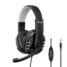 pTron Soundster Arcade Over-ear Wired Headphones with Stereo Audio, Adjustable Mic (Black)