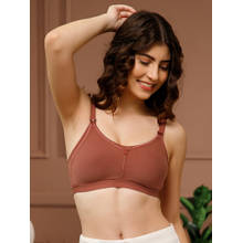 Clovia Brown Cotton Non-Padded Non-Wired Full Coverage Feeding Bra