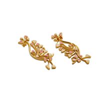 Dhwani Bansal Earrings In 22K Gold Plated Brass With Light Pink And White Enamel