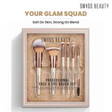 Swiss Beauty Professional Face & Eye Brush, Soft Synthetic Bristles , Flawless Application- Set of 6