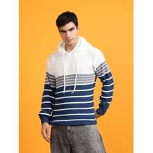 Kvetoo Men White Stripes Acrylic hoodie