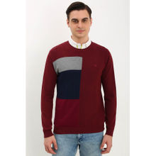 Allen Solly Men Maroon Regular Fit Woven Full Sleeves Sweater