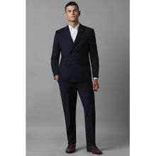 Louis Philippe Men Navy Blue Slim Fit Checks Full Sleeves Suits (Set of 2)