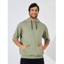 Styli Khaki Relaxed Fit Dropped Shoulder Hoodie