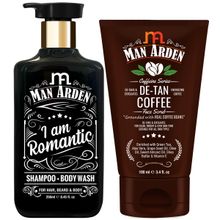 Man Arden Romantic Combo - Romantic Shampoo - Body Wash + De Tan Coffee Face Scrub