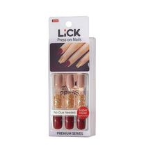LiCK Maroon Square Shape Acrylic Reusable Press On Nails With Application Kit