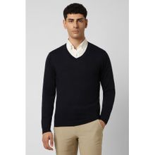 Van Heusen Men Black Solid V Neck Sweater