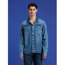 Pepe Jeans Blue Full Sleeve Oversized Denim Shirt