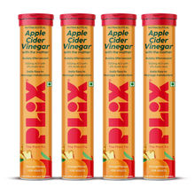 Plix Apple Cider Vinegar Effervescent Tablets with Vitamin B6 & B12, Pack of 4 - Orange