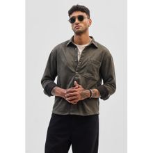 Snitch Olive Suede Snap Button Shirt