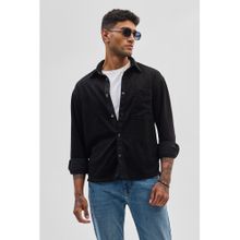 Snitch Black Suede Snap Button Shirt