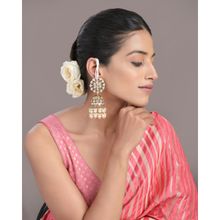 Designbox Gold Tone Kundan & Faux Pearl Statement Jhumka Earrings