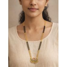 Digital Dress Room Peacock Long Mangalsutra Design With Black Beads, Ruby Green Stone Gold Necklace