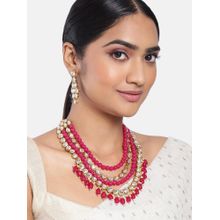 Peora Rani Pink Kundan Long Necklace with Earrings Indian Traditional for Women