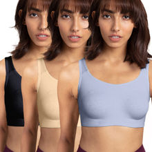 NYKD By Nykaa PO3 Easy-Peasy Slip-On Bra With Full Coverage-China blue, Beige & Black-NYB113