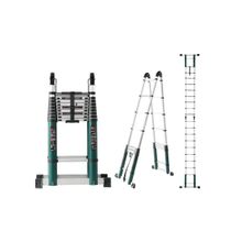 Plantex Dual Telescopic Extension Portable Folding Aluminium Ladder (Green)