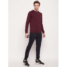 Cantabil Men Maroon Solid Round Neck Regular Fit Sweatshirt & Joggers (Set of 2)