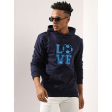 Campus Sutra Men'S Navy Blue Love Football Hoodie With Kangaroo Pocket