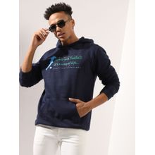 Campus Sutra Men'S Navy Blue Football Way Of Life Hoodie With Kangaroo Pocket