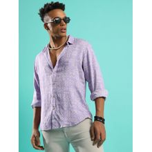 Campus Sutra Men'S Lavender Minimal Aztec Shirt