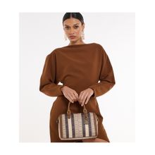 BCBG Beige Monogram Satchel Bag and Detachable Strap