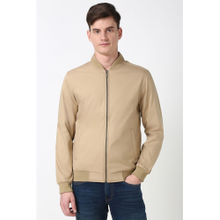 Peter England Men Beige Solid Jacket