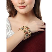 Karatcart Set of 2 Silver-plated Ad Studded Bangles For Women