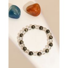 Ruby Raang Studio Clear Quartz & Pyrite Black & White Beads Bracelet -Multi-Color