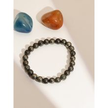 Ruby Raang Studio Pyrite Metal Grey Round Elastic Bracelet