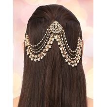 OOMPH White Gold Tone Ethnic Sheeshphool-Kundan Jadau Floral Design