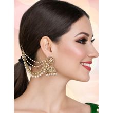 OOMPH Womens Champagne Jhumka Earrings with Hair Kaan Chain