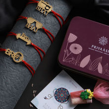Priyaasi Wooden Thread Rakhi for Brother (Pack of 4)