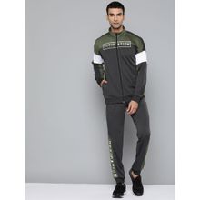Alcis Men Charcoal Grey Olive Green Colour Blocked Track Suits