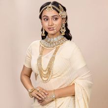 Peora Ethnic Indian Traditional Kundan Dulhan Bridal Jewellery Set For Women (White) (PF36BR02W)