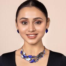 Peora Splendid Statuesque Blue Colour Necklace Earring Set for Women & Girls (PX9N03)