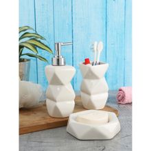 VarEesha Hand-Made Diamond Ceramic White Bathroom Set of 3