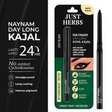 Just Herbs Naynam Day - Long Kohl Kajal - Sweet Almond Oil & Vitamin E - Smudgeproof & Transferproof